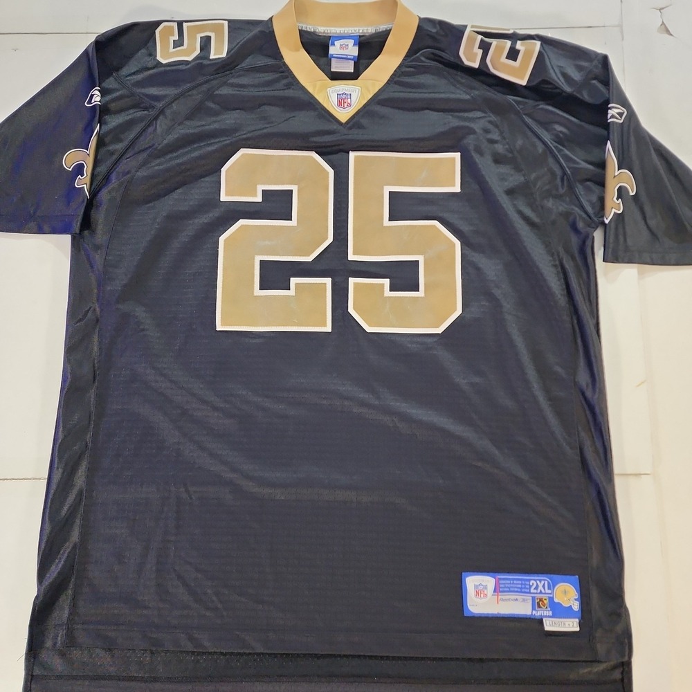 Vintage New Orleans Saints Reggie Bush 25 Jersey 2XL Reebok Black NFL Football
